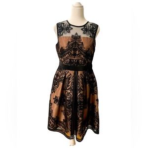 NWOT FLIRTY ROZ & ALI Sleeveless MIDI Dress with Black Lace Overlay Size 4